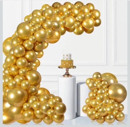 Gold Balloons Garland Kit 132 Pcs 18 12 10 5 Inch Different Sizes Latex Gold Balloon Arch Garland Kit for Birthday Party Wedding Engagement Graduation