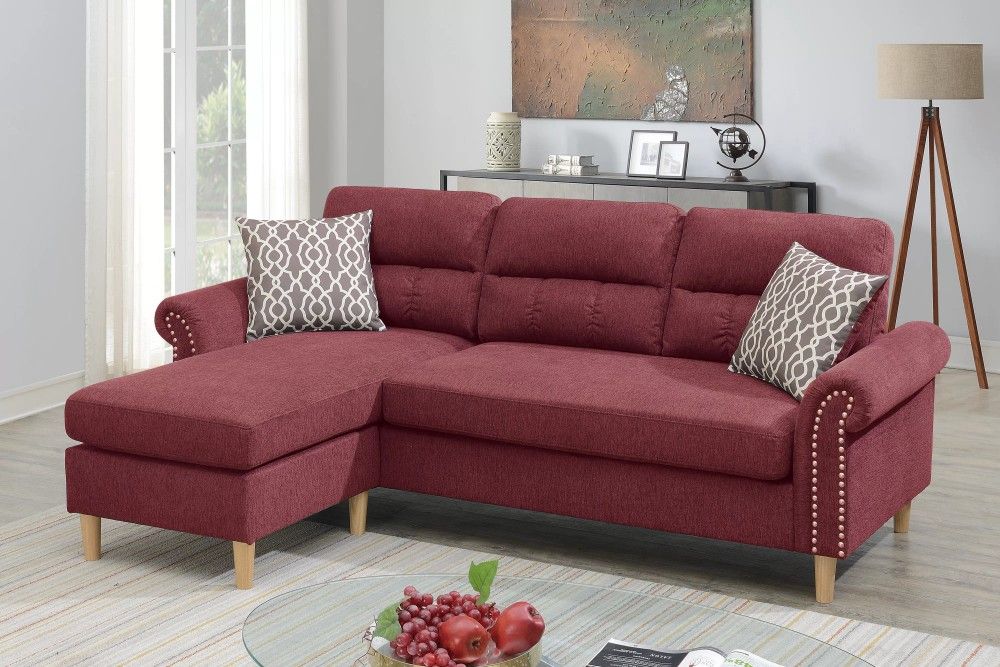 Brand New Red Compact Sectional Sofa (Pillows Included)