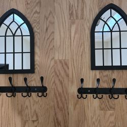 Mirror & Coat Hooks (Set Of 2)