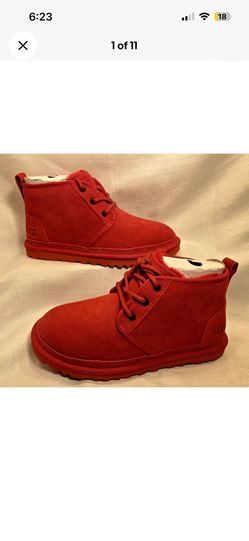 UGG Neumel Samba Red Suede Boots Sheep Wool Women's US 6 NIB Boots