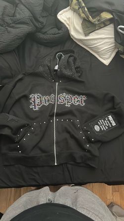 Prosper Black Rhinestone Zip-Up Hoodie Crop