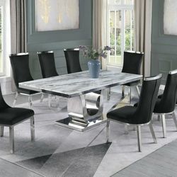 9 PCS Cleopatra Collection Marble top dining table set-available in 4 colors $3,849.00 Free Delivery 🚚