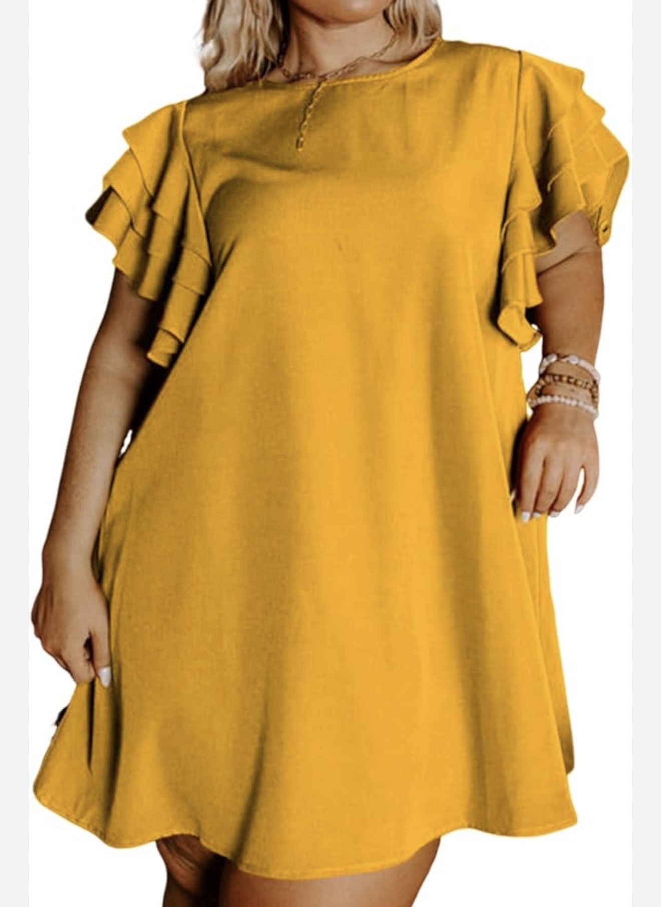 Yellow Ruffle Sleeve Dress