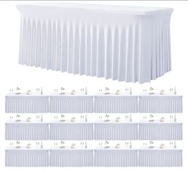 New 12 Pack White Spandex Tablecloth for 6 Foot Rectangle Tables