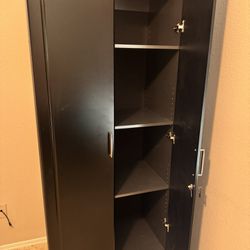 Tall Black Storage Cabinet W Lock