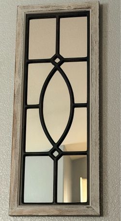 NEW Distressed wood and mirror wall decor
