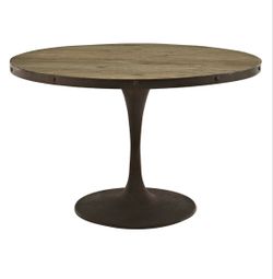48’ round metal table & Wood Top Dining Table in Brown