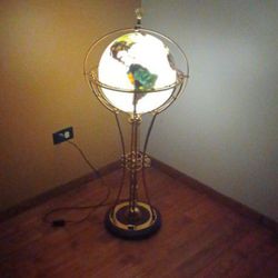 Beautiful light up Mother Of Pearl And Stone inlay floor globe.