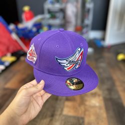 RARE Exclusive SOLD OUT LA Los Angeles Angels 59fifty New Era Fitted Purple Shimmer Hat with Yellow UV Not Hat Club side patch •SOLD OUT EXCLUSIVE L