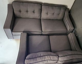 Light Grey w/ Black Accent Trim SOFA & LOVE SEAT SET