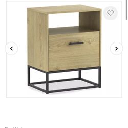 Woodgrain USB Port & Outlet Accent Table