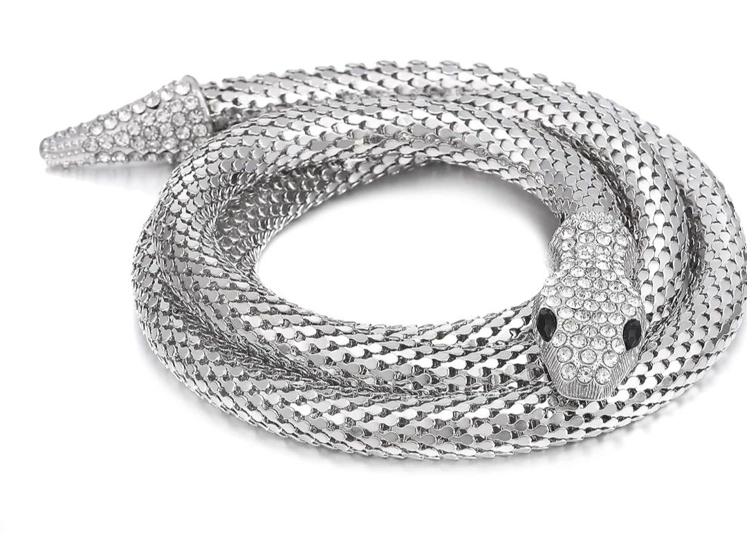 Flexible Bendable Snake Necklace, Adjustable Snake Collar Choker Necklace, Snake Waist Chain for Women 

