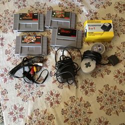 SNES Games And System Cords/1 Controller
