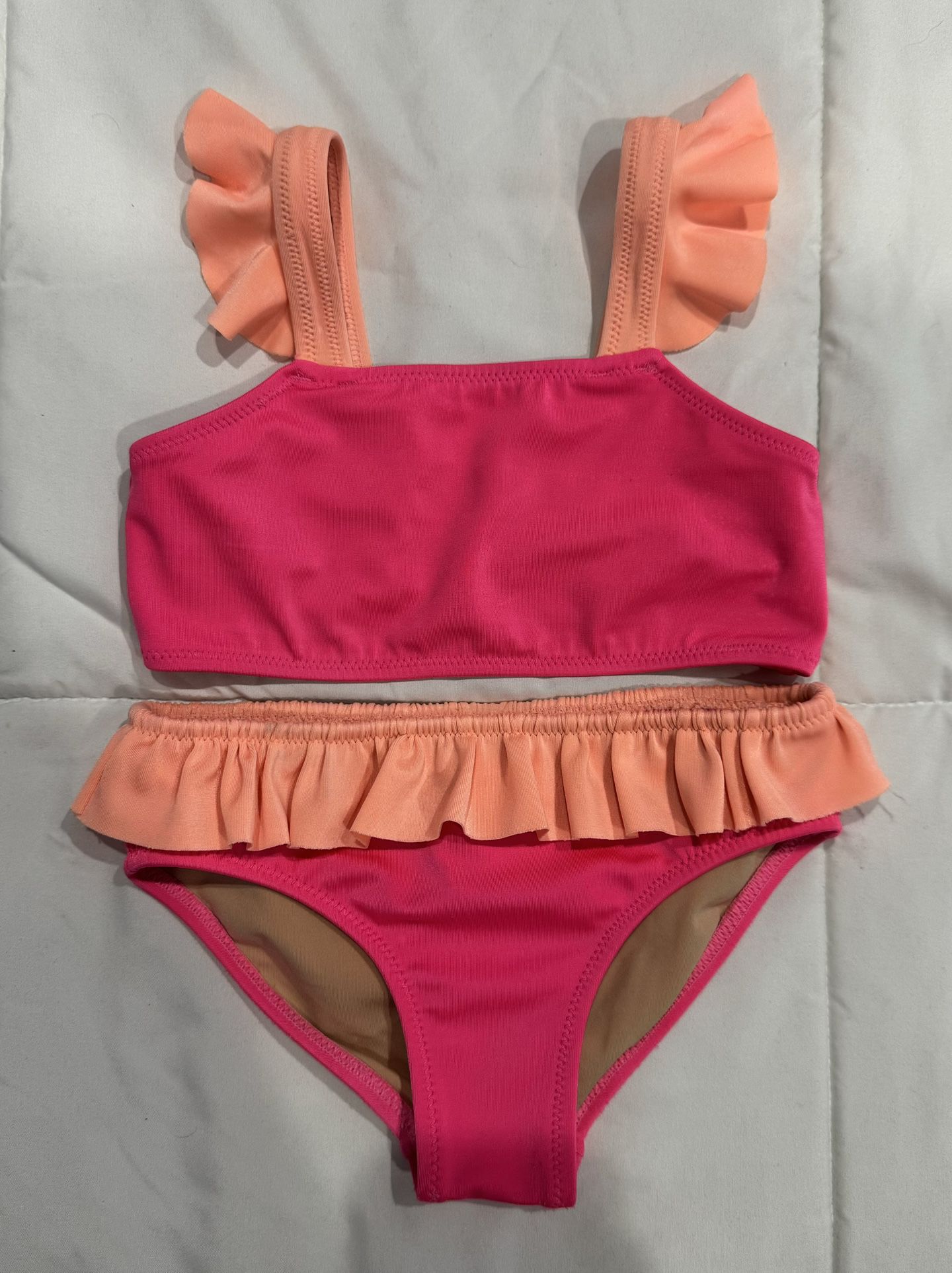 Toddler Girl Crewcuts Two Piece Bikini Size 3 Bright Pink/Orange 