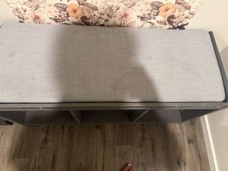 Gray Upholstered Storage Bench