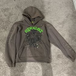 Sp5der hoodie grey and green