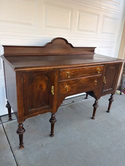Antique Oak Sideboard Buffet Cabinet