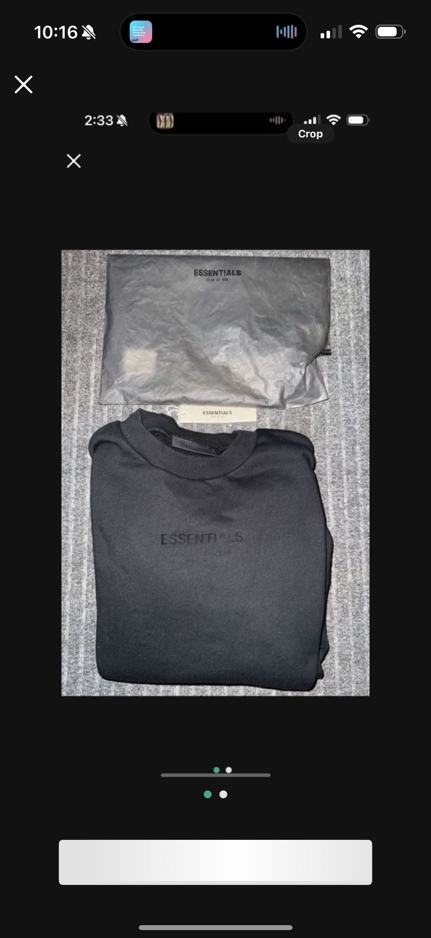 MENS FEAR OF GOD ESSENTIALS LARGE CREWNECK SWEATSHIRT TOP CORE JET BLACK