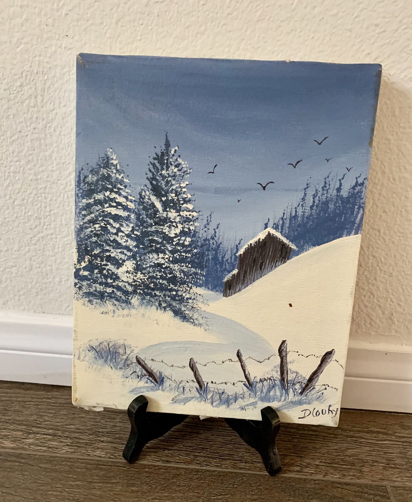 Vintage Painting Winter Landscape Signed Dloohy 8/10”