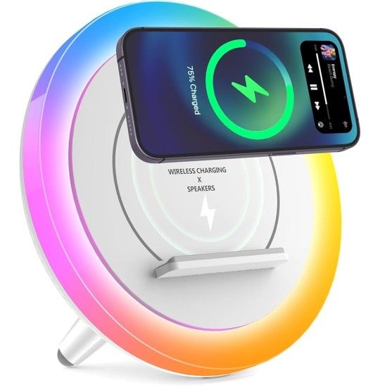 Bluetooth Speaker Night Lightsr,Wireless Charging Modern Speaker - 10W