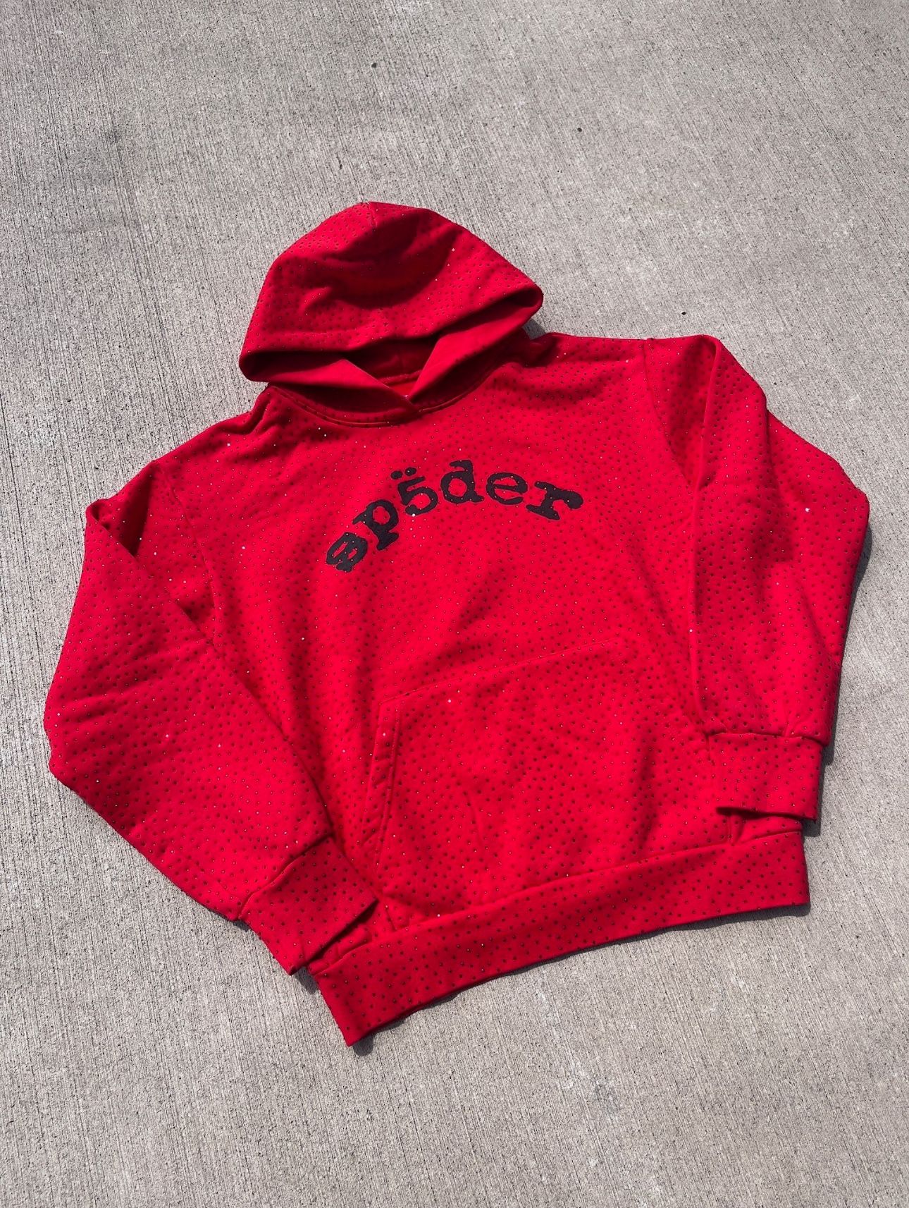 Red VVS Rhinestone Spider Hoodie