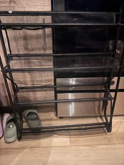 Black Metal Mesh Shoe Rack - two