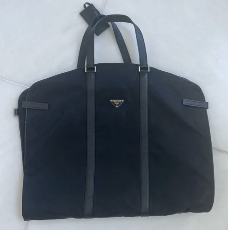 Prada Nylon & Steffiano Leather Garment Bag