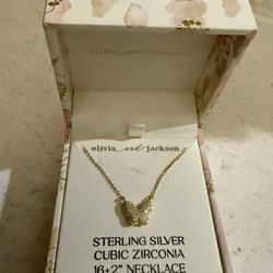 olivia and jackson STERLING SILVER CUBIC ZIRCONIA 16+2" NECKLACE