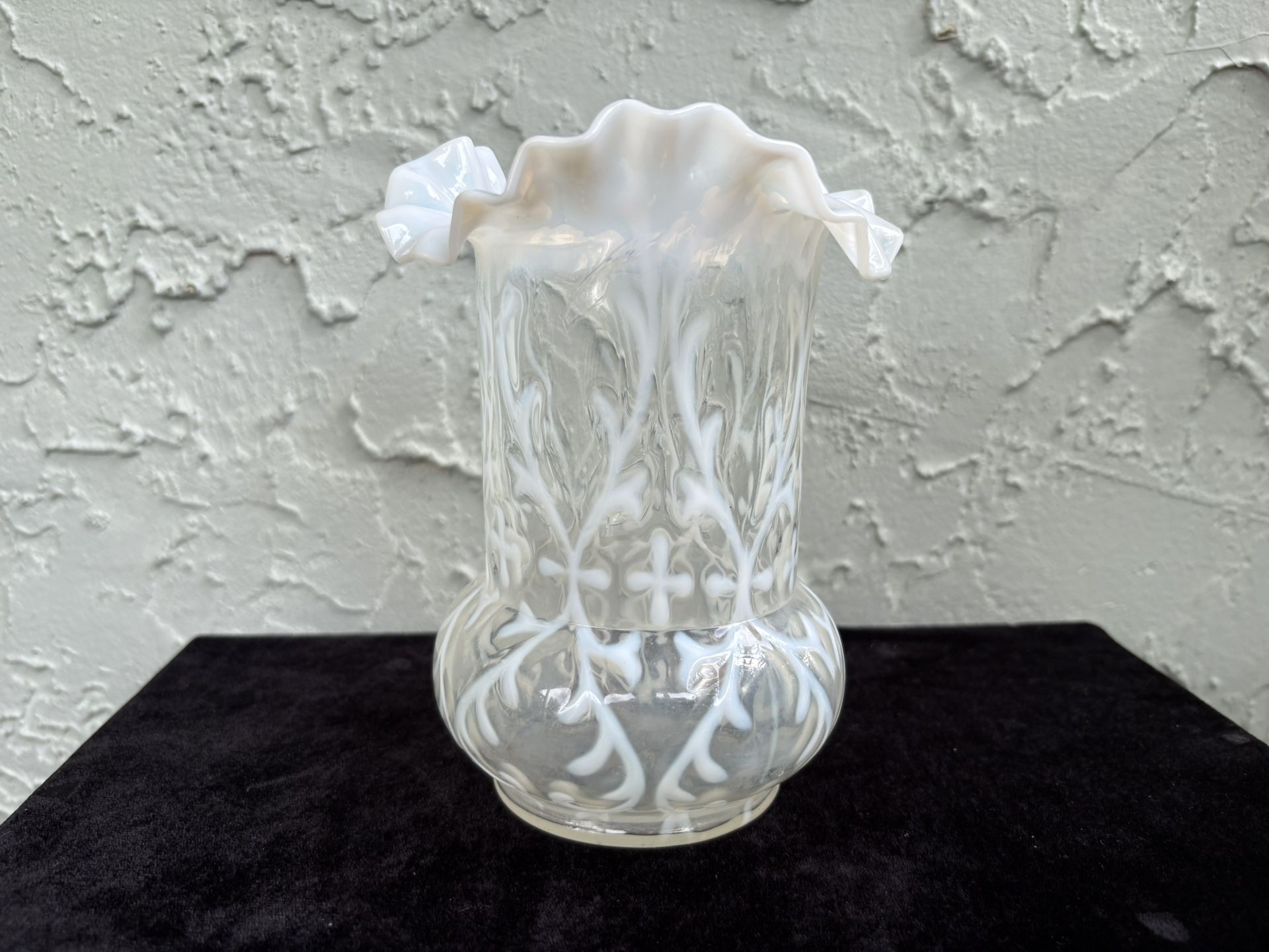 NORTHWOOD Antique Queen’s Lace Opalescent Glass Novelty Celery Vase