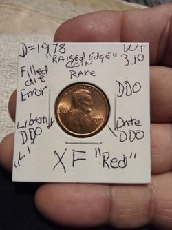 🇺🇸"Vintage." A. Lincoln Penny. (1978="D") Wt:3.10 ( W./ Errors) DDO. & Filled Die