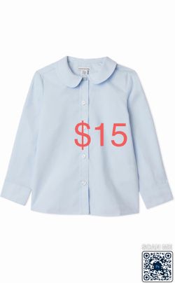 Amazon Essentials Girls' Long Sleeve Poplin Peter Pan Shirt