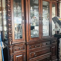 Carved Rococo RJ Horner Style China Cabinet