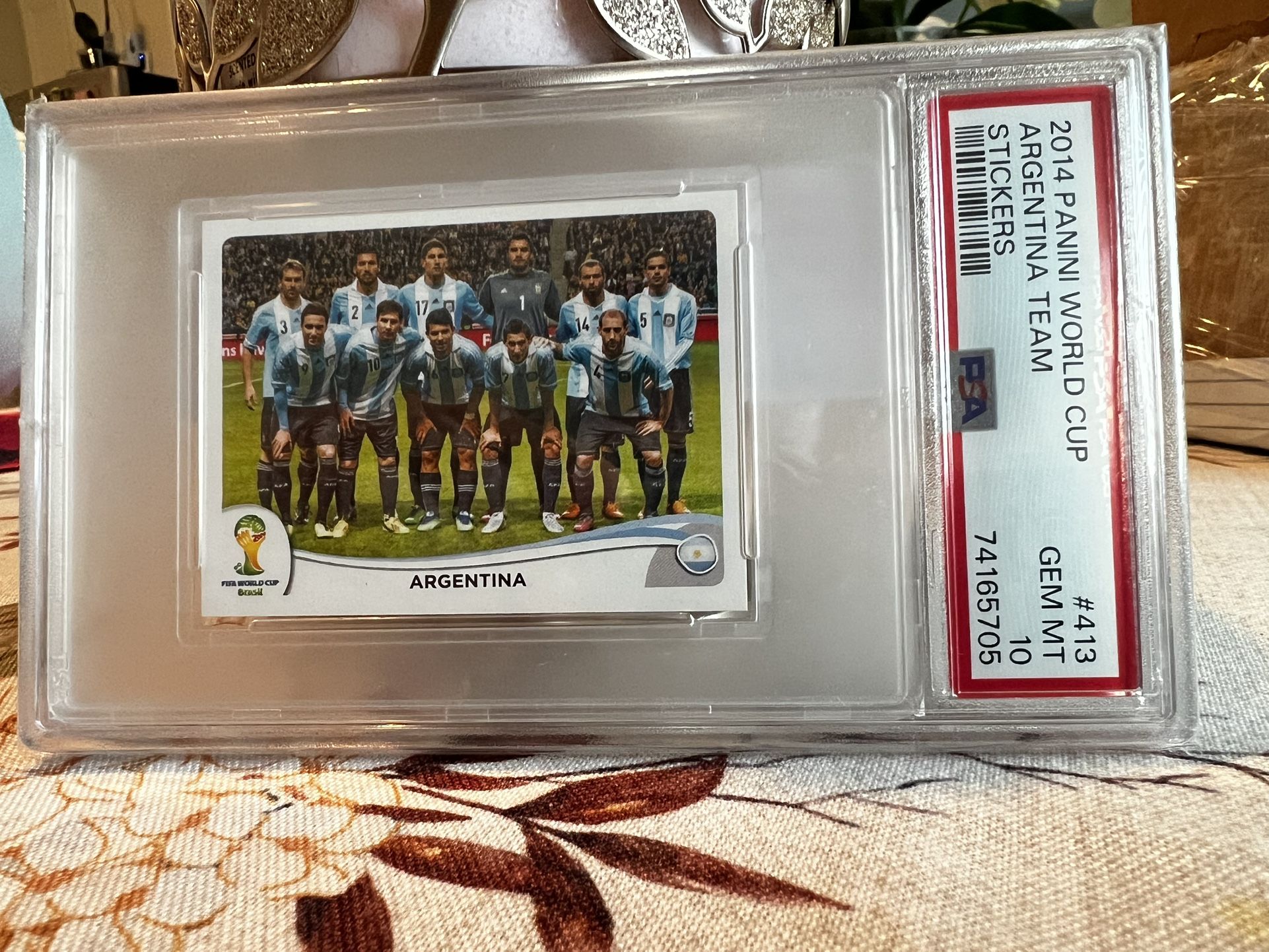 2014 panini world cup # 413 ARGENTINA TEAM STICKER PSA 10