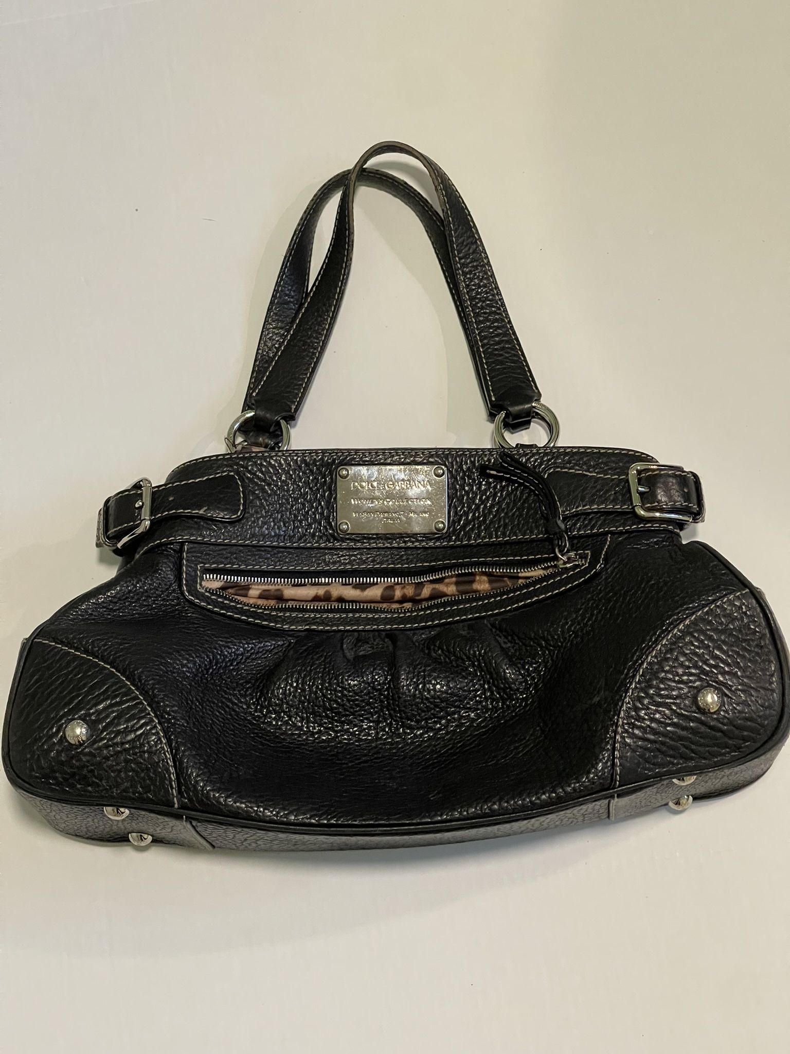 DOLCE & GABBANA Vintage Black Pebbled Leather MISS SILKY Medium Shoulder Bag