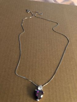 Sterling silver necklace with a zirconia & amethyst stone
