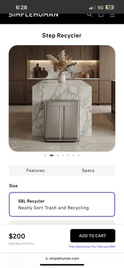 Simple Human 58li trash can brand new