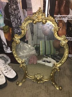 Antique mirror with stand approx 24” tall