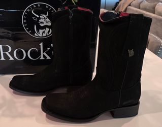 Rock’em L-342 Nobuck Negro Zipper Cowboy Boots Men’s 8.5 EE Black New