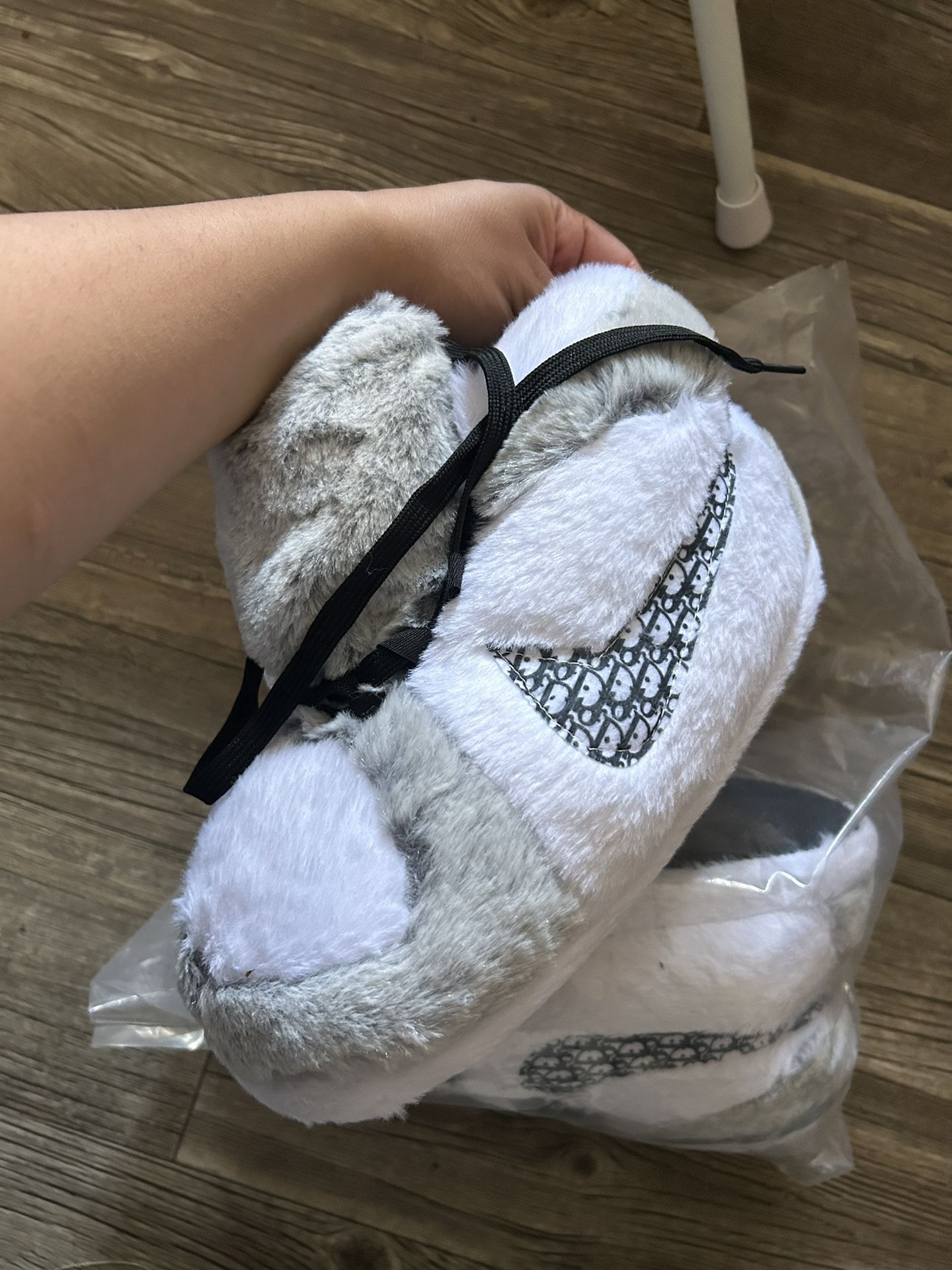 Dior Nike Gray and White Sneaker Slippers