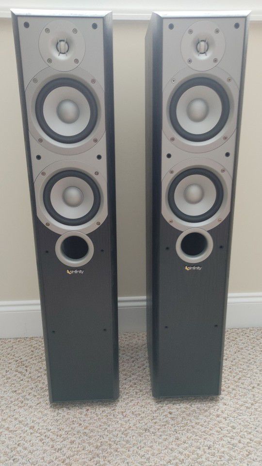 Pair of Infinity Primus 250 Black Stereo Floor Floorstanding Tower Speakers