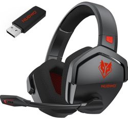 NUBWO G06 Dual Wireless Gaming Headset with Microphone for PS5, PS4, PC - 23ms Low Latency Audio - 100-Hour of Playtime - 50mm Drivers (Black-Red)