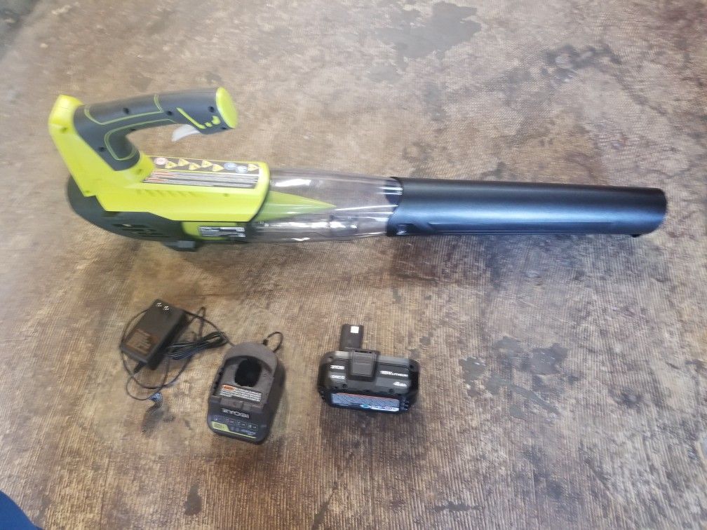RYOBI ONE+ 18V 100 MPH 280 CFM Cordless Battery Variable-Speed Jet Fan Leaf Blower with 4.0 Ah Battery and Charger