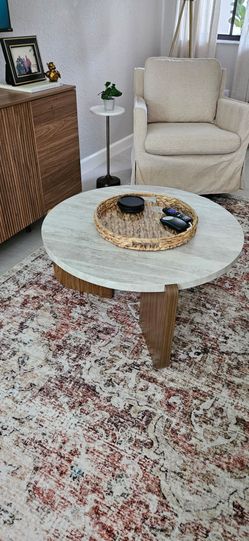 32” Round Coffee Table + Matching End Table — Brand New