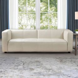 Brady Ivory Leather Sofa (MSRP $2399)