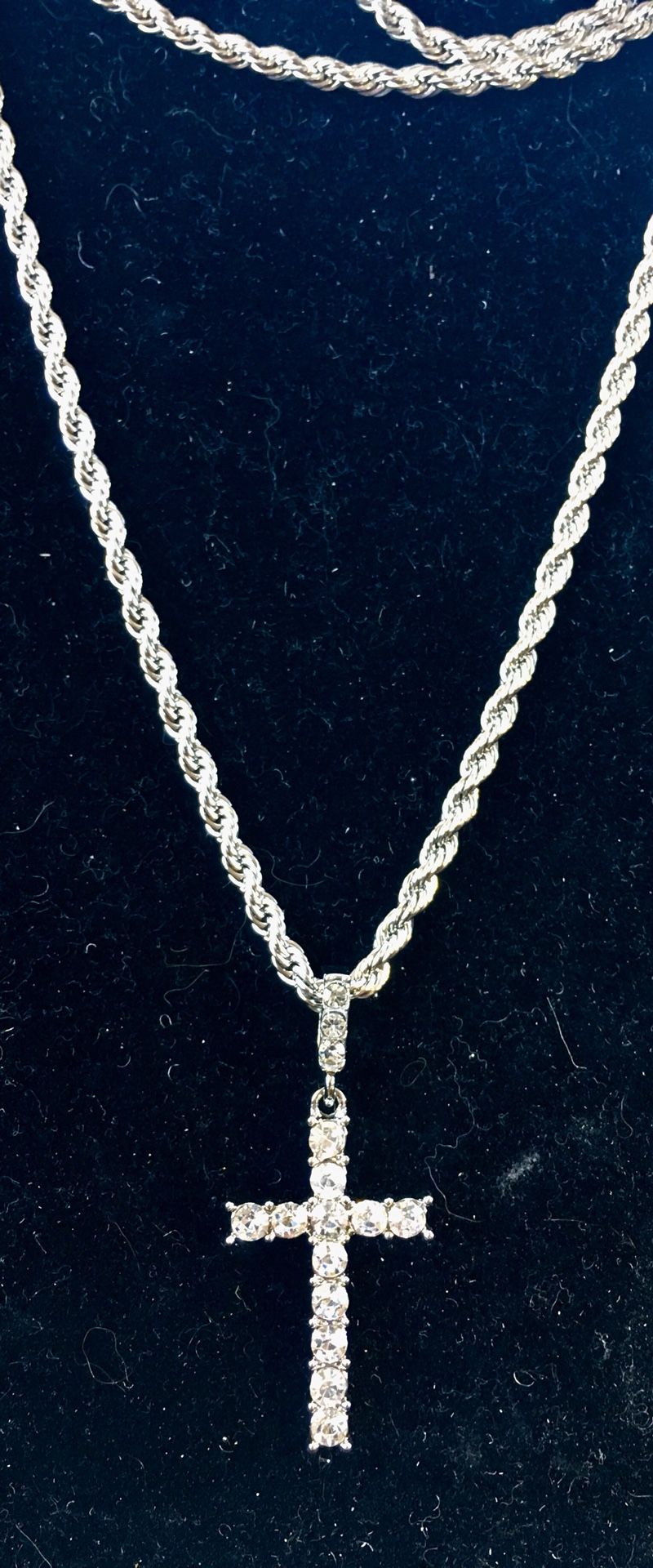 EXCLUSIVE CROSS 18K GOLD FULL DIAMONDS CZ NEW ROPE CHAIN MADE IN ITALY!