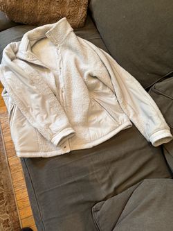 Lululemon Light Gray Fleece and Nylon Snap Jacket