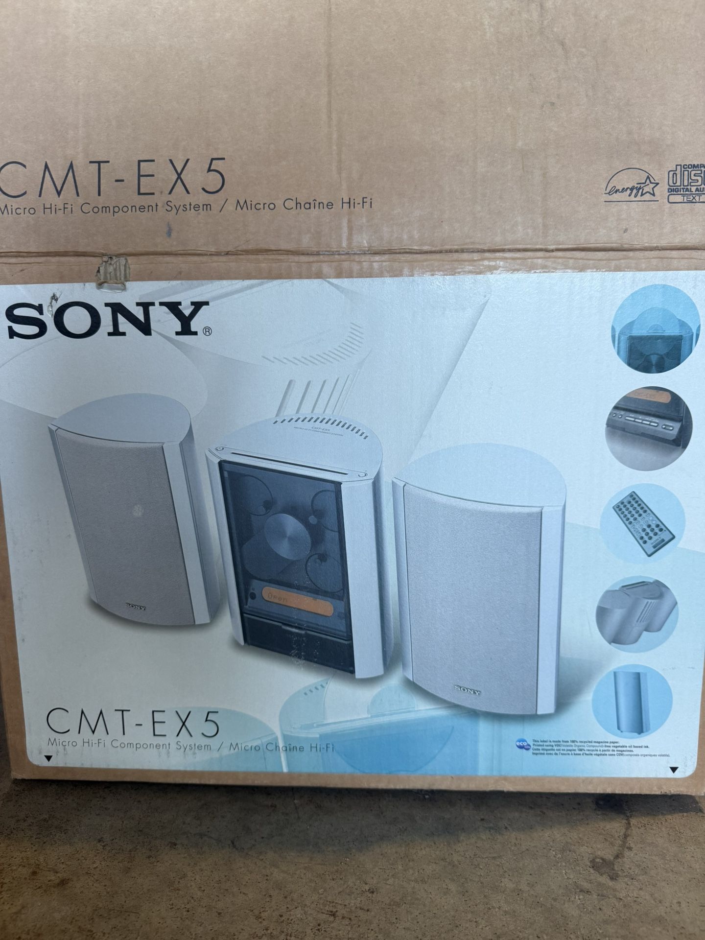Sony CMT-EX5 Micro Hi-Fi System - Complete Set with Speakers, Remote & Box