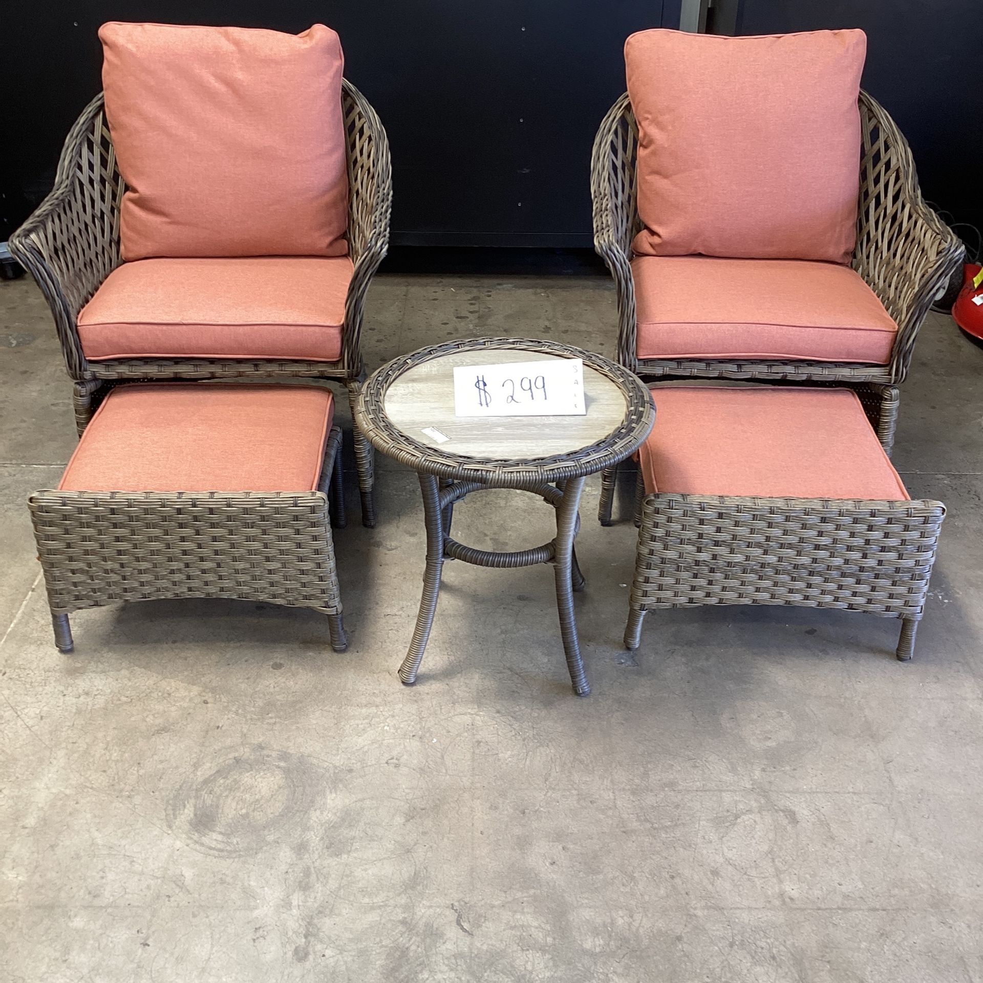 Hampton Bay Valley Spring 5Piece Wicker Patio Conversation Set with