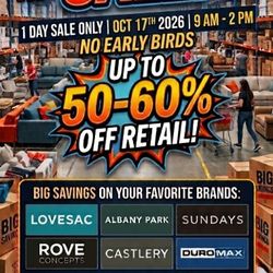 ONE DAY ONLY! AVENUE M WAREHOUSE SALE!