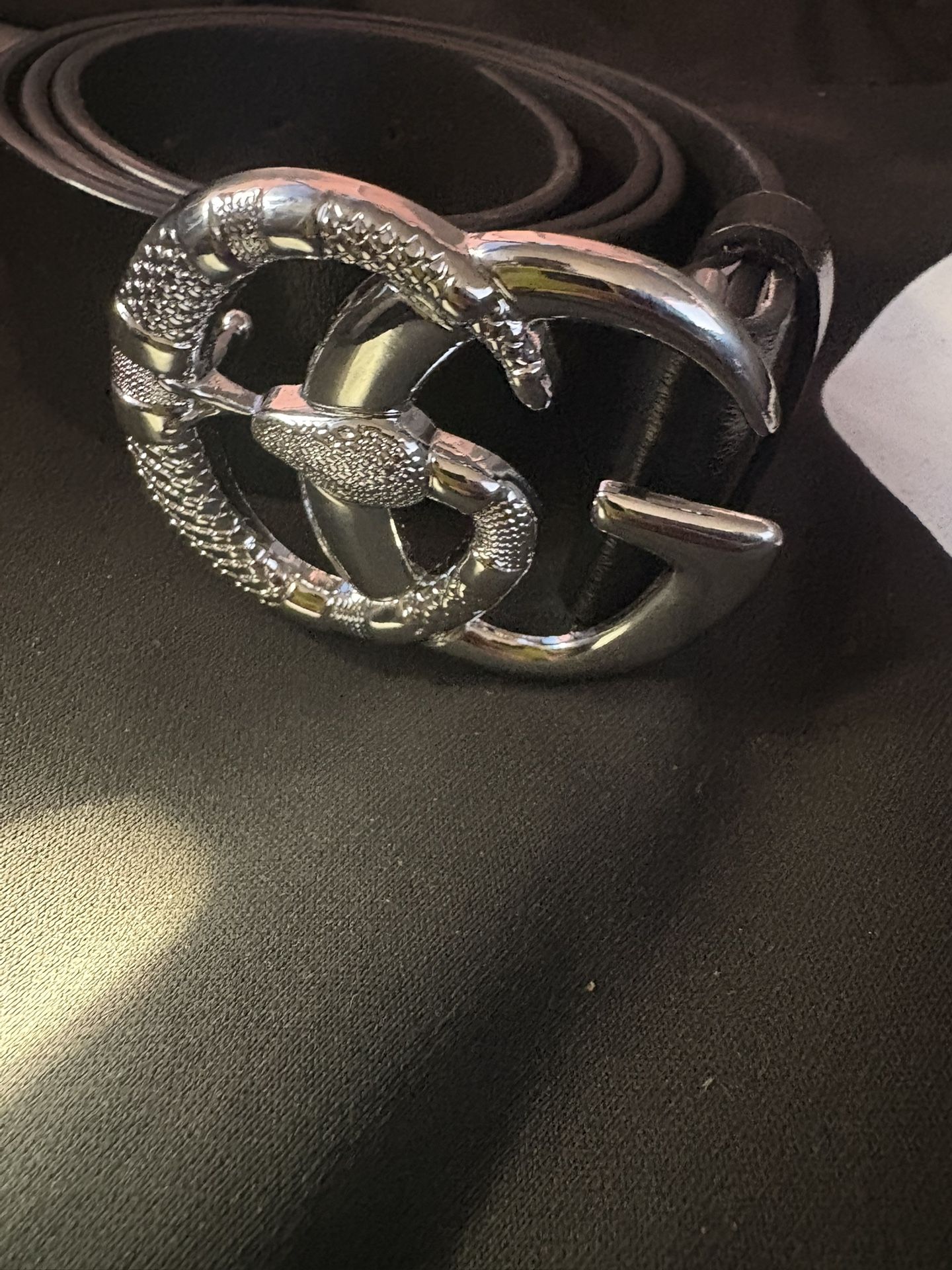 Gucci Snake Buckle Black leather Belt